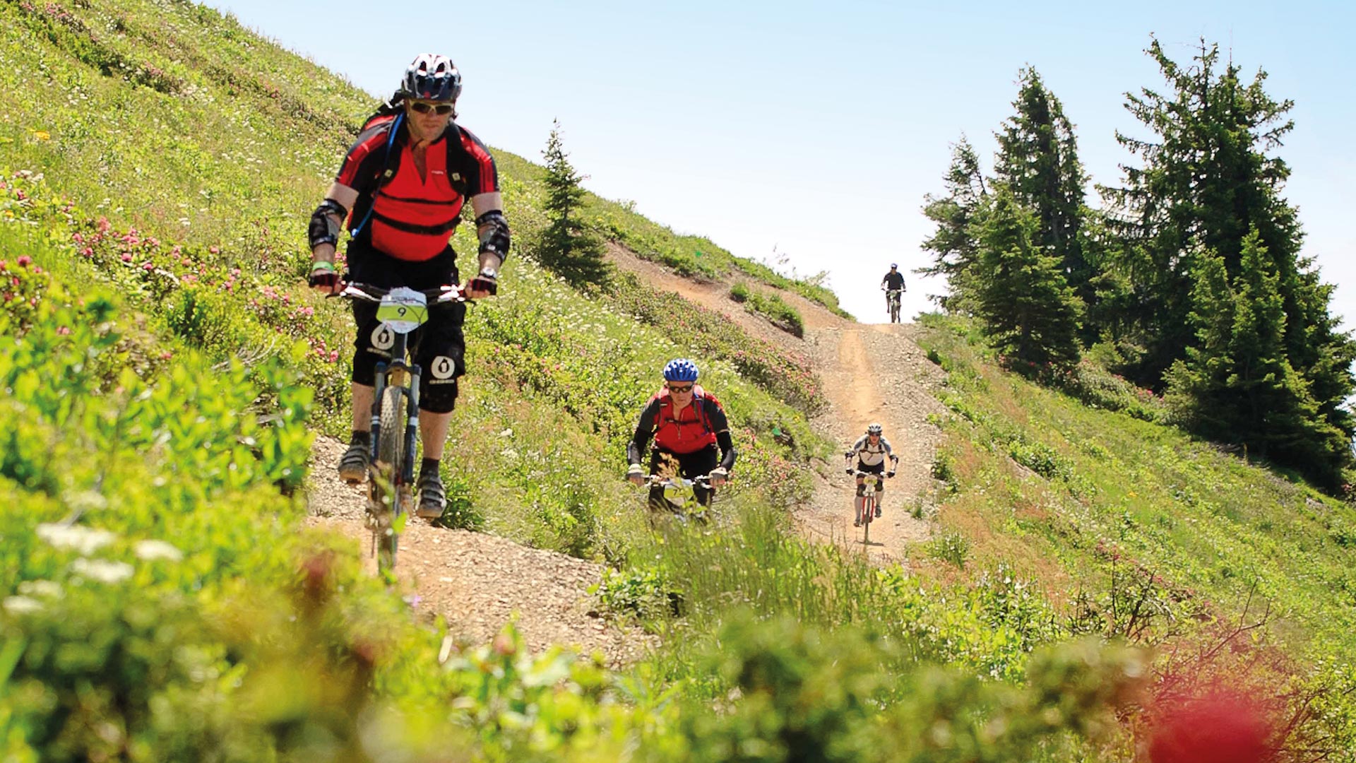 Bikers in Morzine, the Portes du Soleil.