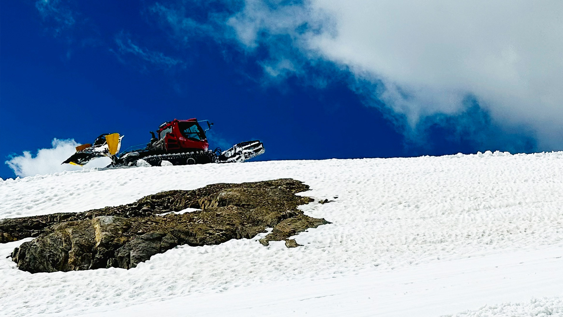 Piste Bashing and snow harvesting on the glacier