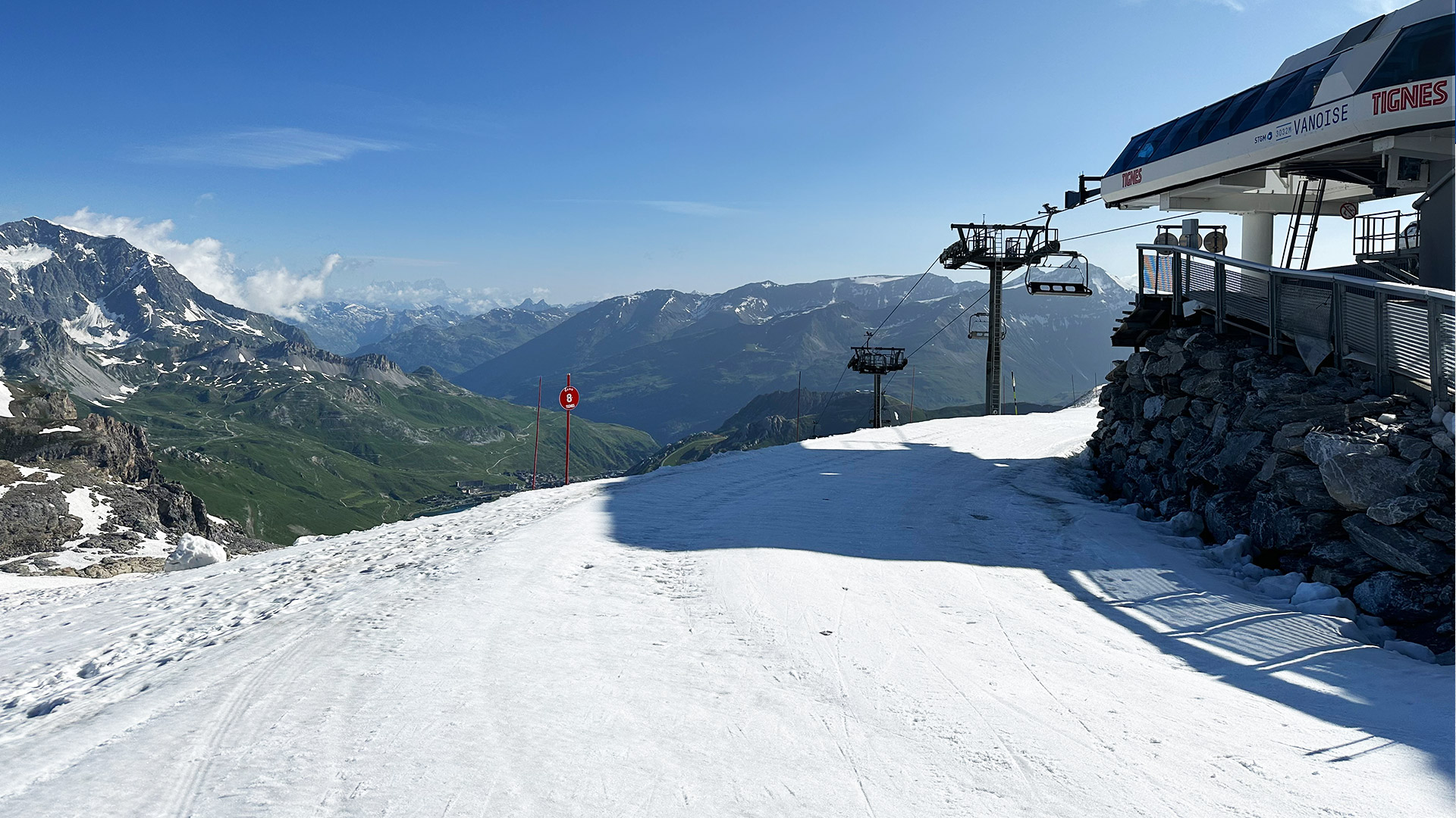 Ski lifts are open for Summer skiing on Tignes' Grande Motte glacier